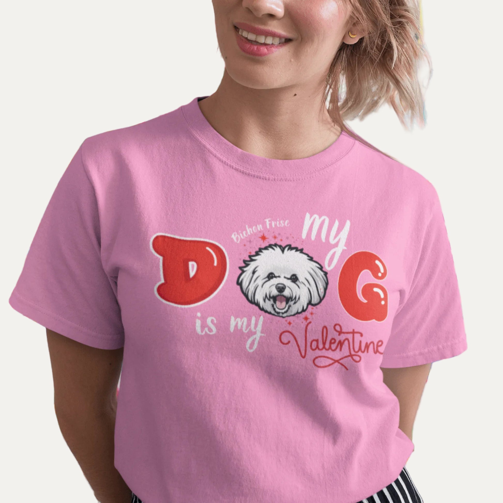 "My Dog is my Valentine"- Unisex Bichon Frise T-Shirt for Dog Owners