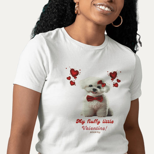 "My Fluffy Little Valentino!"-Unisex Bichon Frise T-Shirt for Dog Owners