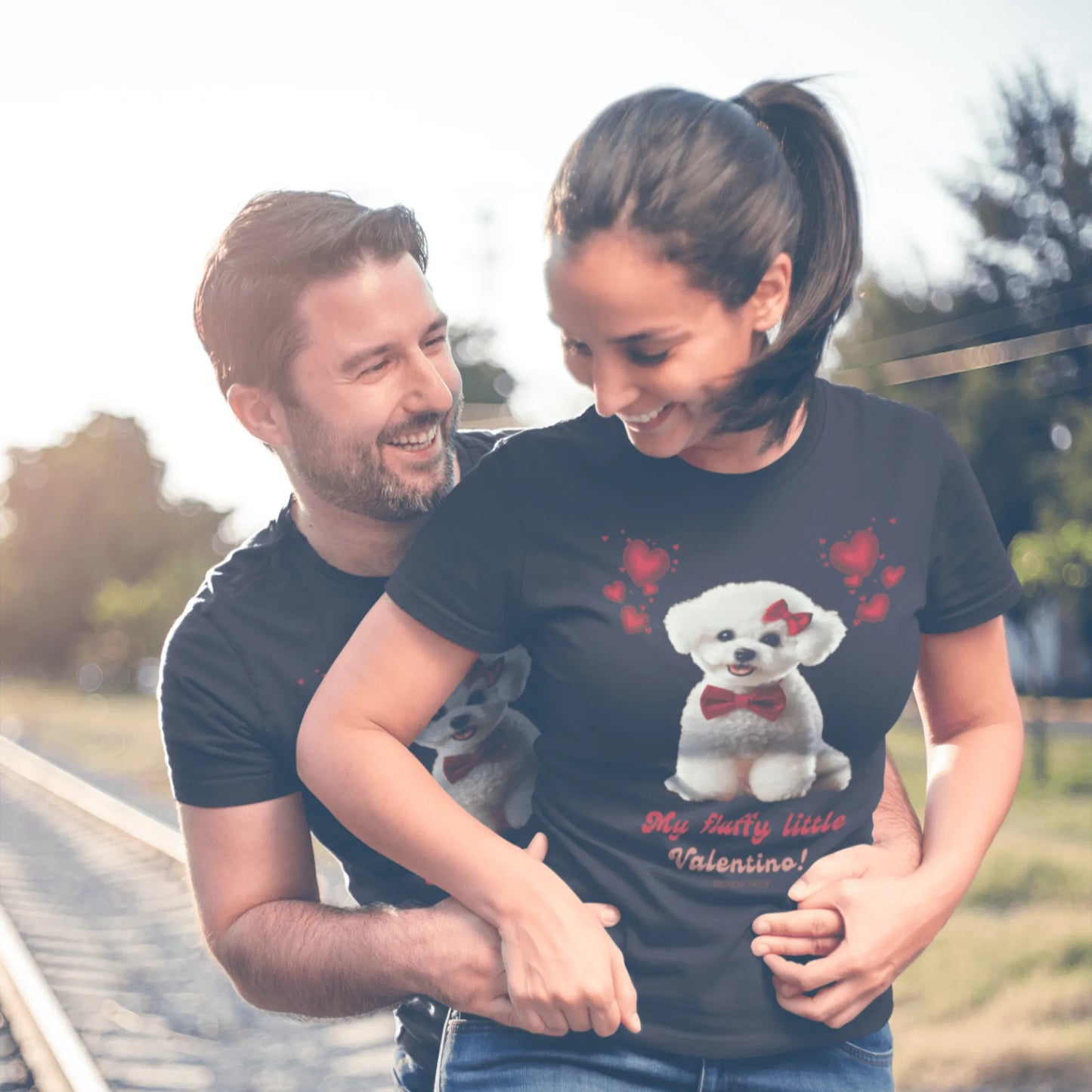 "My Fluffy Little Valentino!"-Unisex Bichon Frise T-Shirt for Dog Owners