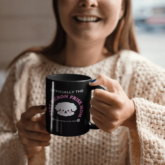 Officially the Best Bichon Mom (According to My Dog)-Black Glossy Mug for Bichon Frise dog owners