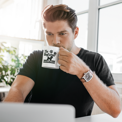 The Dog Father Bicho Frise White Glossy Mug (Black Design)