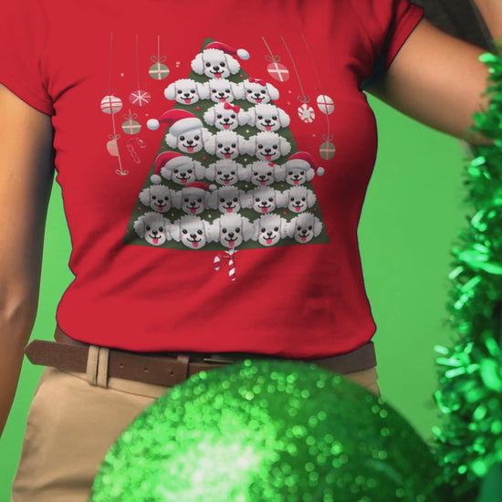 "Colorful Bichon Frise Christmas tree graphic on a funny unisex holiday t-shirt – perfect festive gift for Bichon dog lovers"
Video