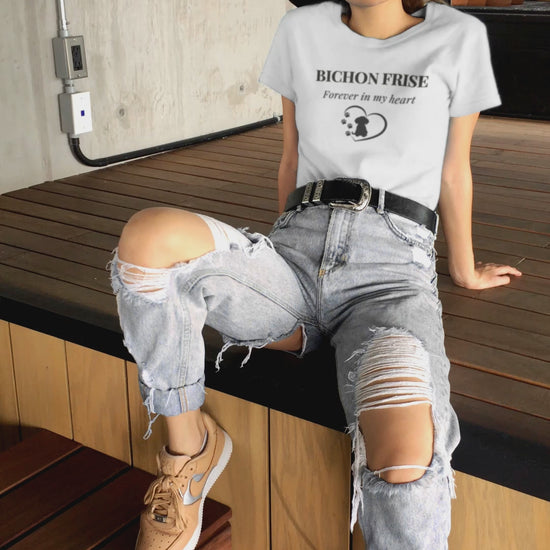 Unisex Bichon Frise T-Shirt for Dog Owners:Bichon Frise Love– "Forever In My Heart "