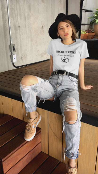 Unisex Bichon Frise T-Shirt for Dog Owners:Bichon Frise Love– "Forever In My Heart "