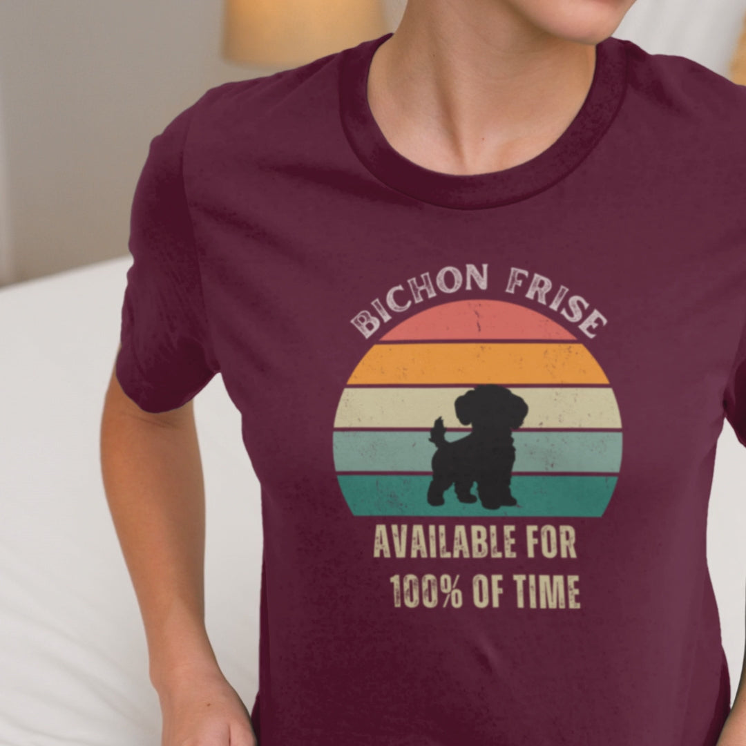 "Funny unisex t-shirt for dog owners with the text 'Available For 100% Of Time' printed on the front – humorous pet lover apparel"
Video