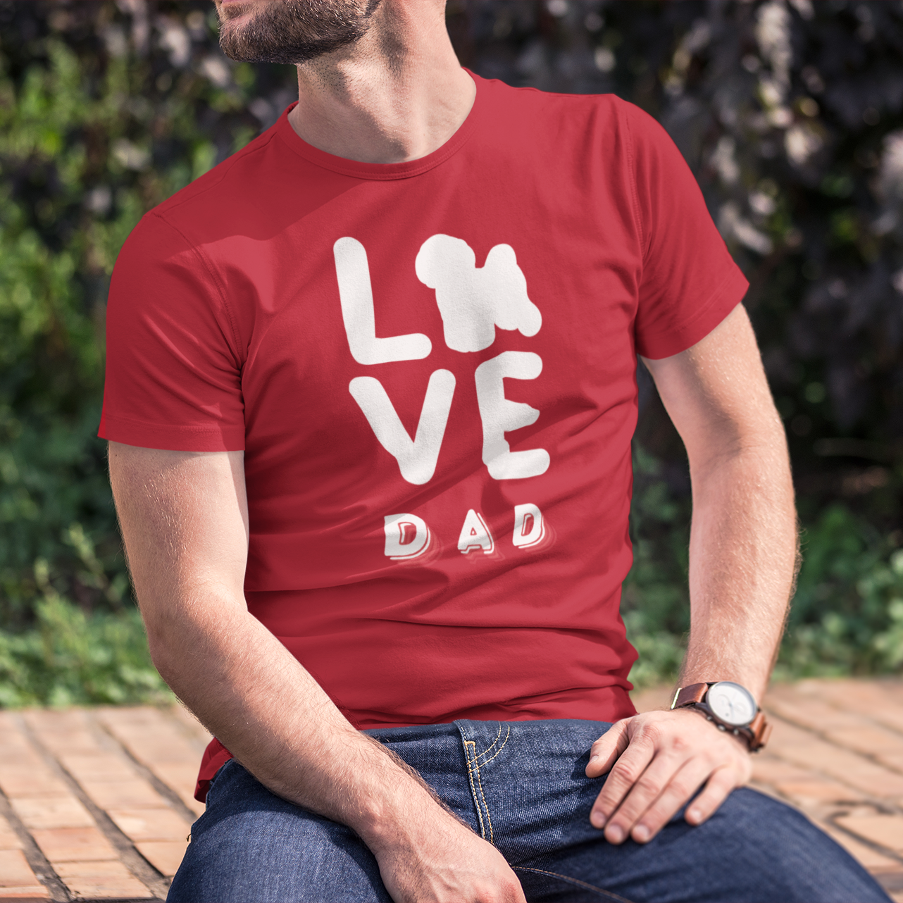 Unisex Bichon Frise T-Shirt for Dog Owners:"Love Dad"Bichon frise Siluett