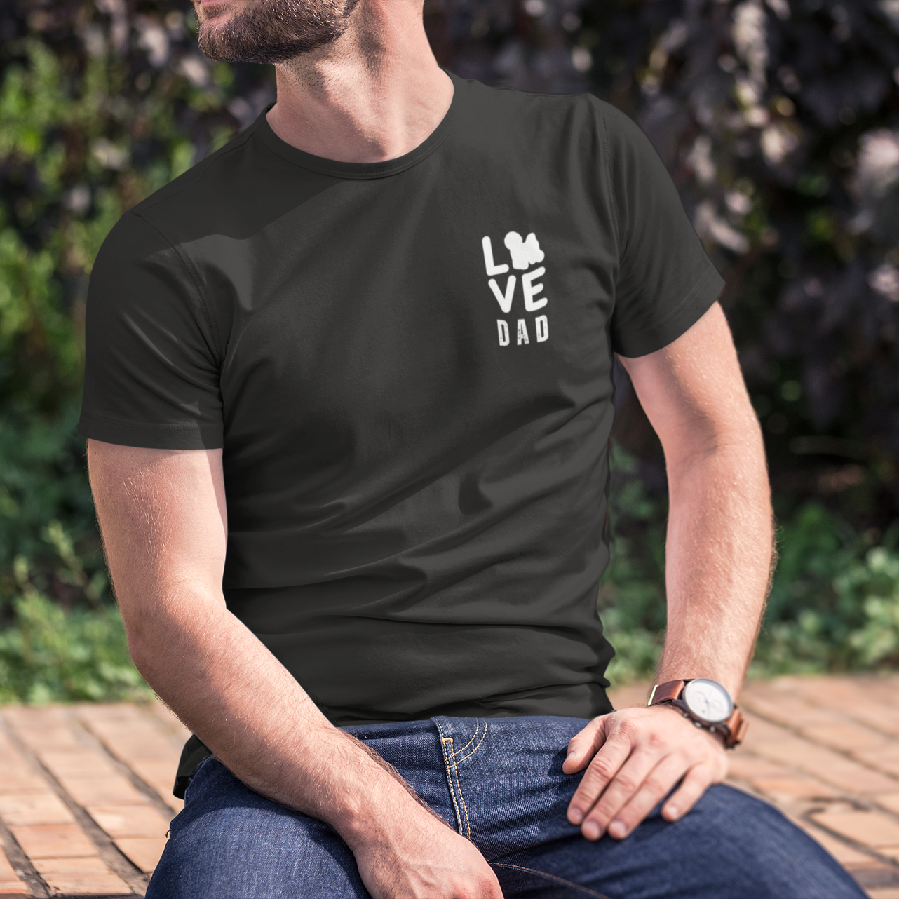 Unisex Bichon Frise T-Shirt for Dog Owners:"Love Dad" Bichon frise Siluett