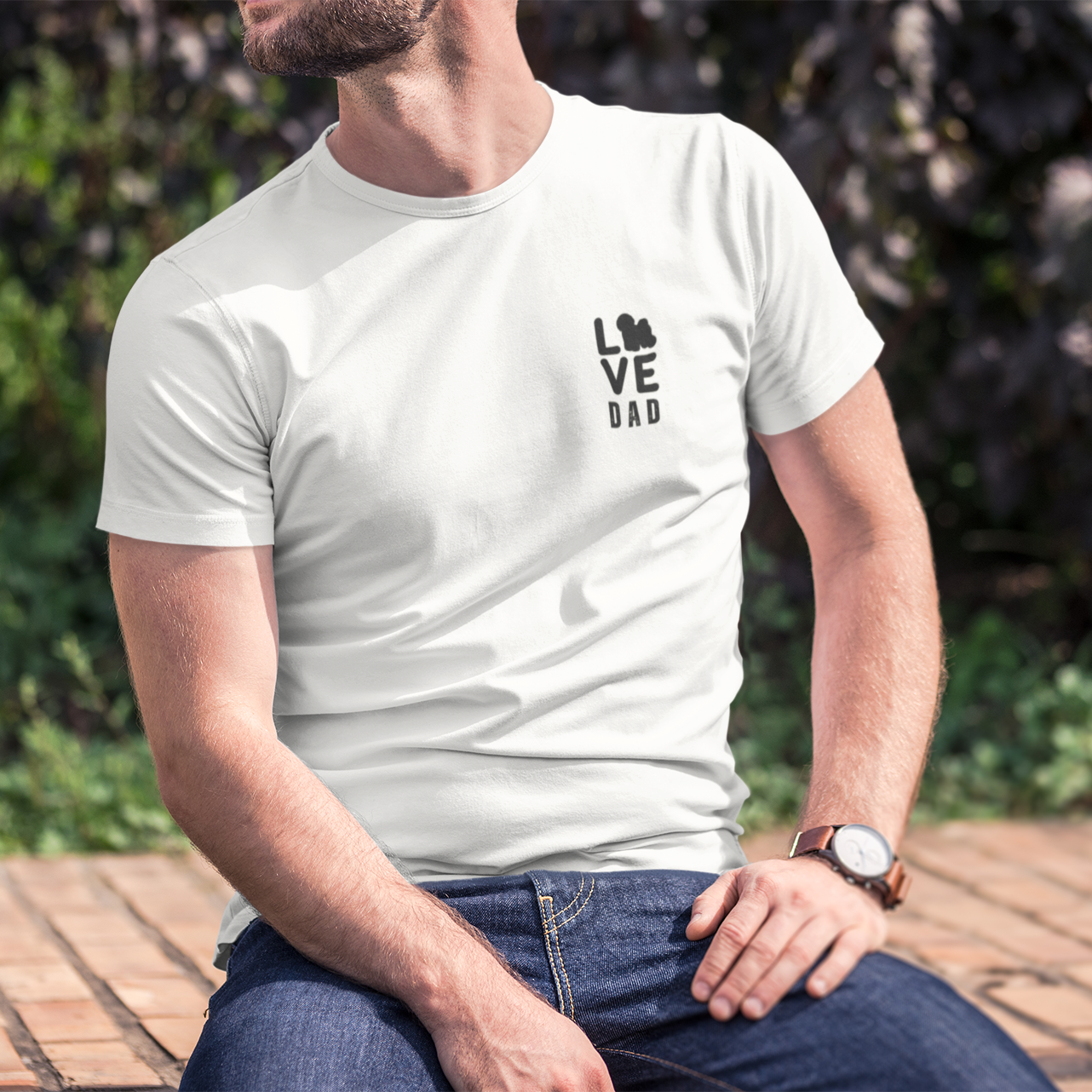 Unisex Bichon Frise T-Shirt for Dog Owners:"Love Dad" Bichon frise Siluett Unisex Bichon Frise T-Shirt for Dog Owners