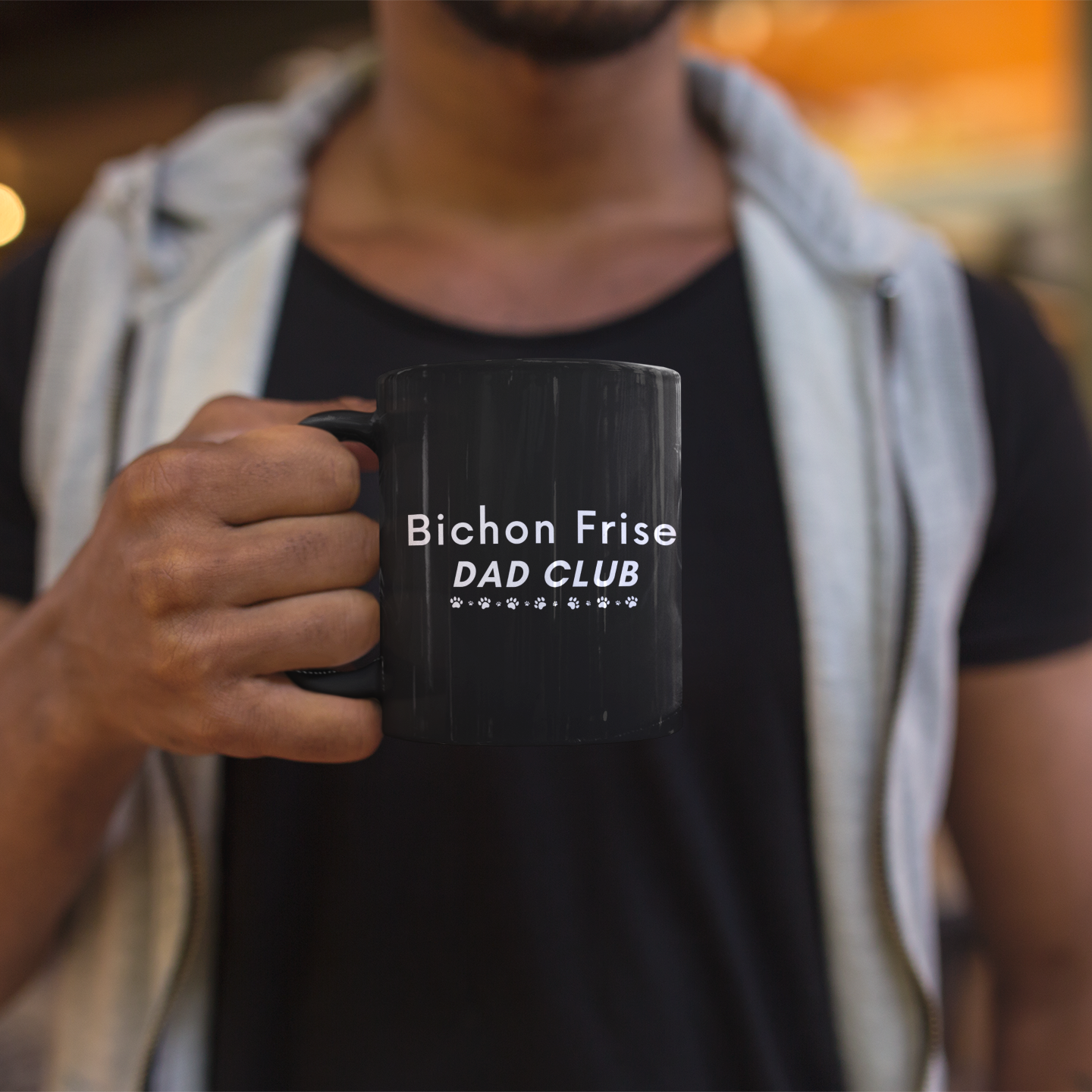 "Bichon Frise Dad Club"-Black Glossy Mug