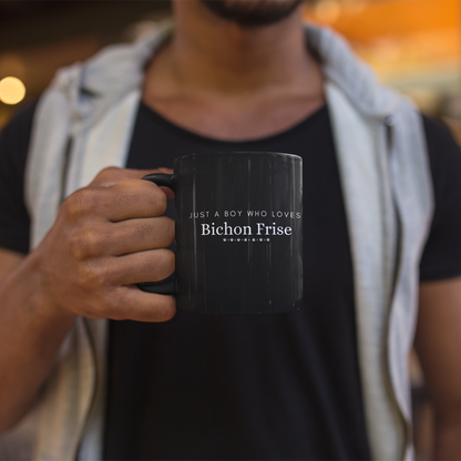 "Just A Boy Who Loves Bichon Frise"-Black Glossy Mug