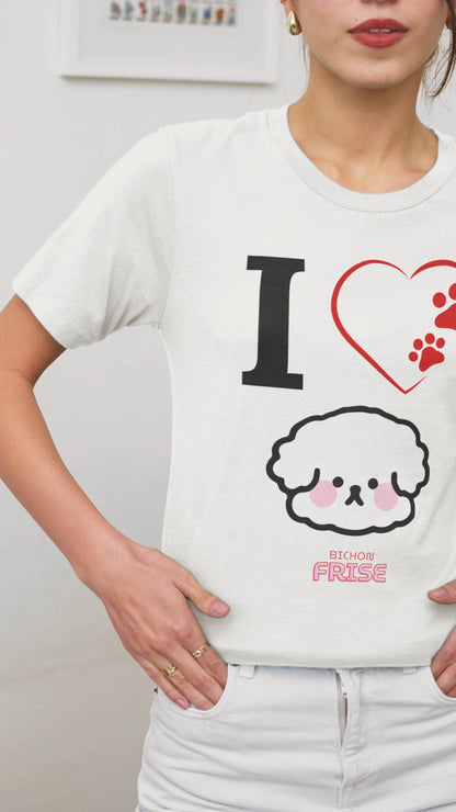 "I Love Bichon Frise"-Unisex Bichon Frise T-Shirt for Dog Owners