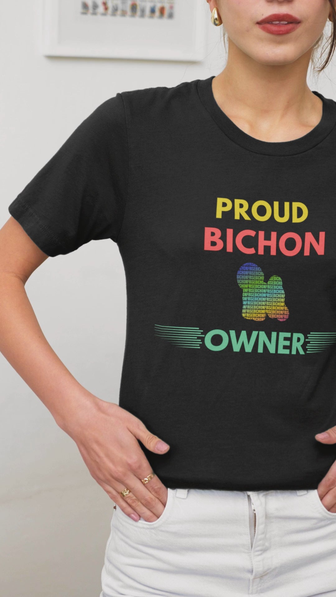 "Colorful and funny unisex Bichon Frise dog owner T-shirt – unique graphic tee for proud Bichon Frise lovers and pet parents."
Video