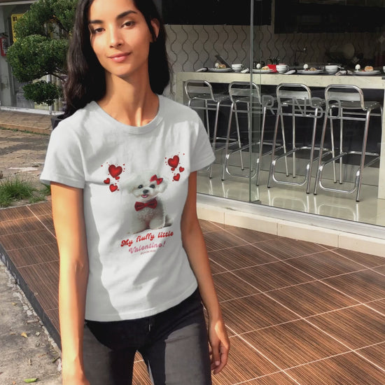"My Fluffy Little Valentino!"-Unisex Bichon Frise T-Shirt for Dog Owners