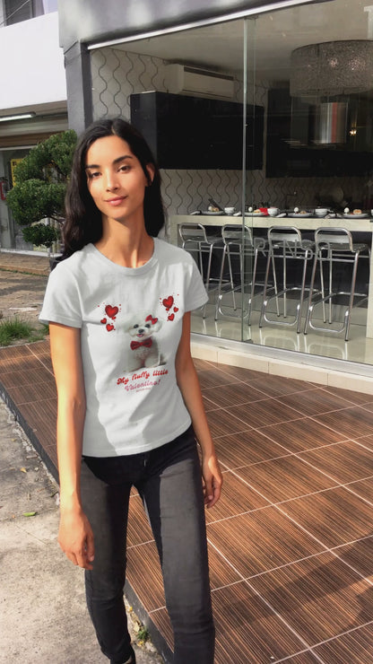 "My Fluffy Little Valentino!"-Unisex Bichon Frise T-Shirt for Dog Owners