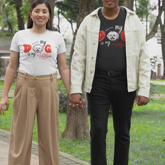 "My Dog is my Valentine"- Unisex Bichon Frise T-Shirt for Dog Owners