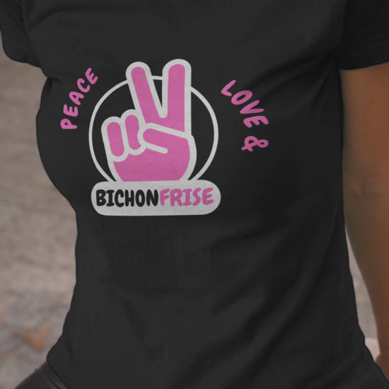 "Peace ,Love, Bichon Frise"-Unisex Bichon Frise T-Shirt for Dog Owners