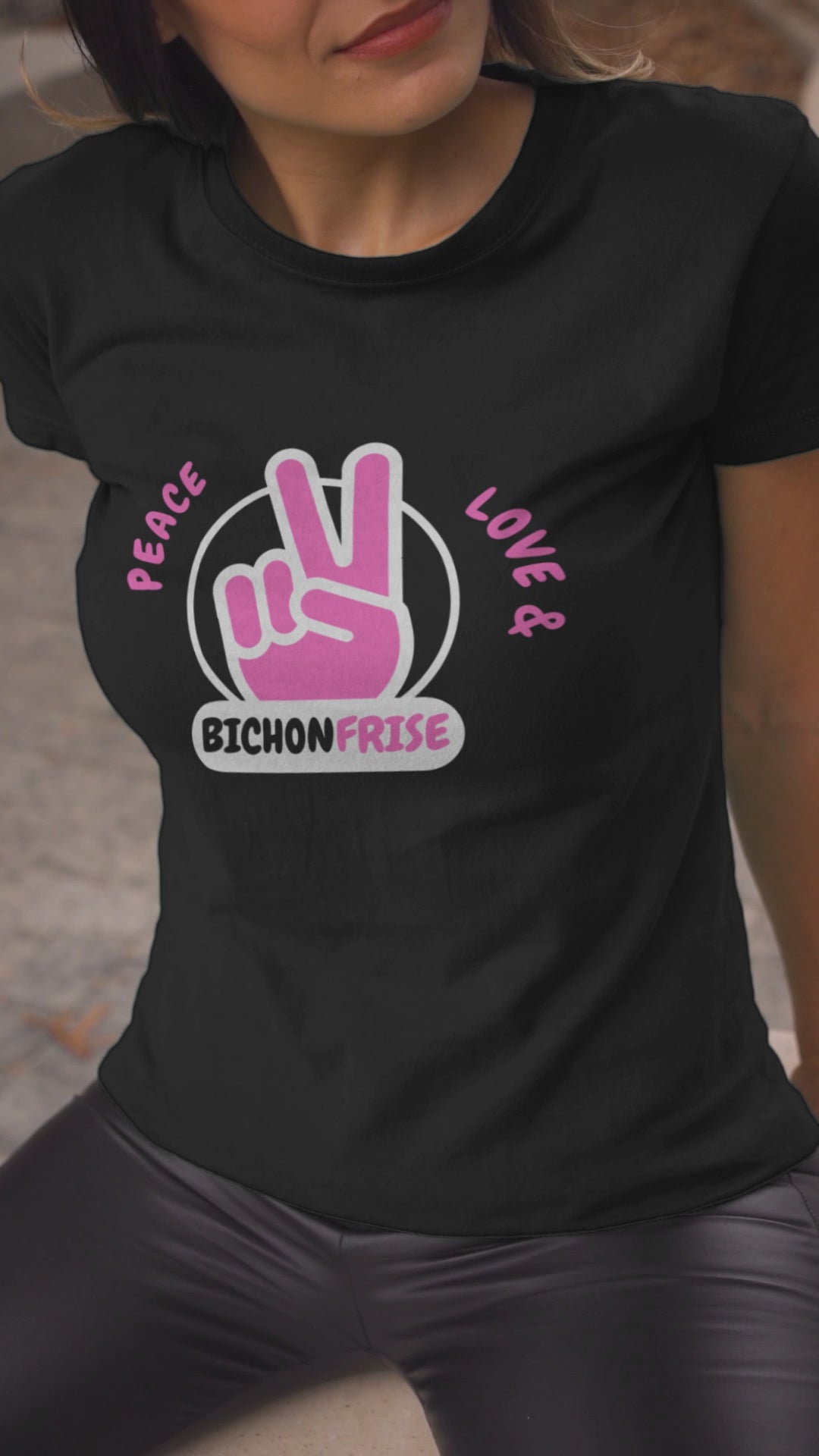 "Peace ,Love, Bichon Frise"-Unisex Bichon Frise T-Shirt for Dog Owners