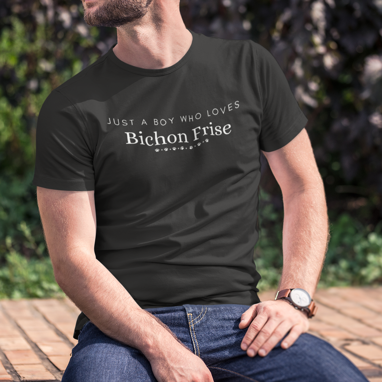 Unisex Bichon Frise T-Shirt for Dog Owners:"Just A Boy Who Loves Bichon Frise"