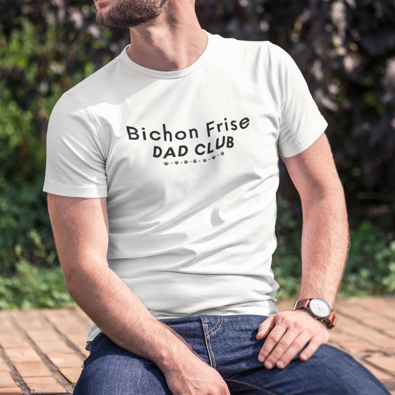 Unisex Bichon Frise T-Shirt for Dog Owners:"Bichon Frise Dad club"