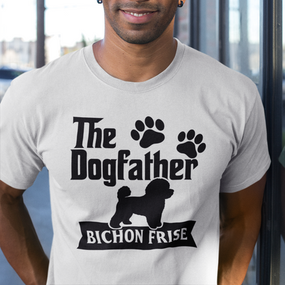 "A kutyapapa Bicho Frise" - Vicces unisex póló (fekete dizájn)