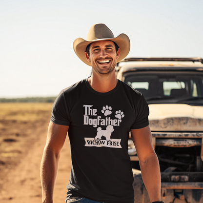 "A kutyapapa Bicho Frise" - Vicces unisex póló (fehér dizájn)