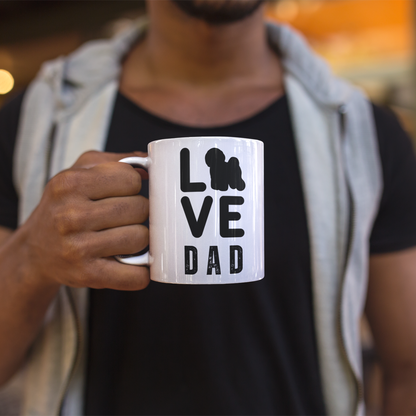"Love Dad" Bichon frise Siluett - White glossy mug