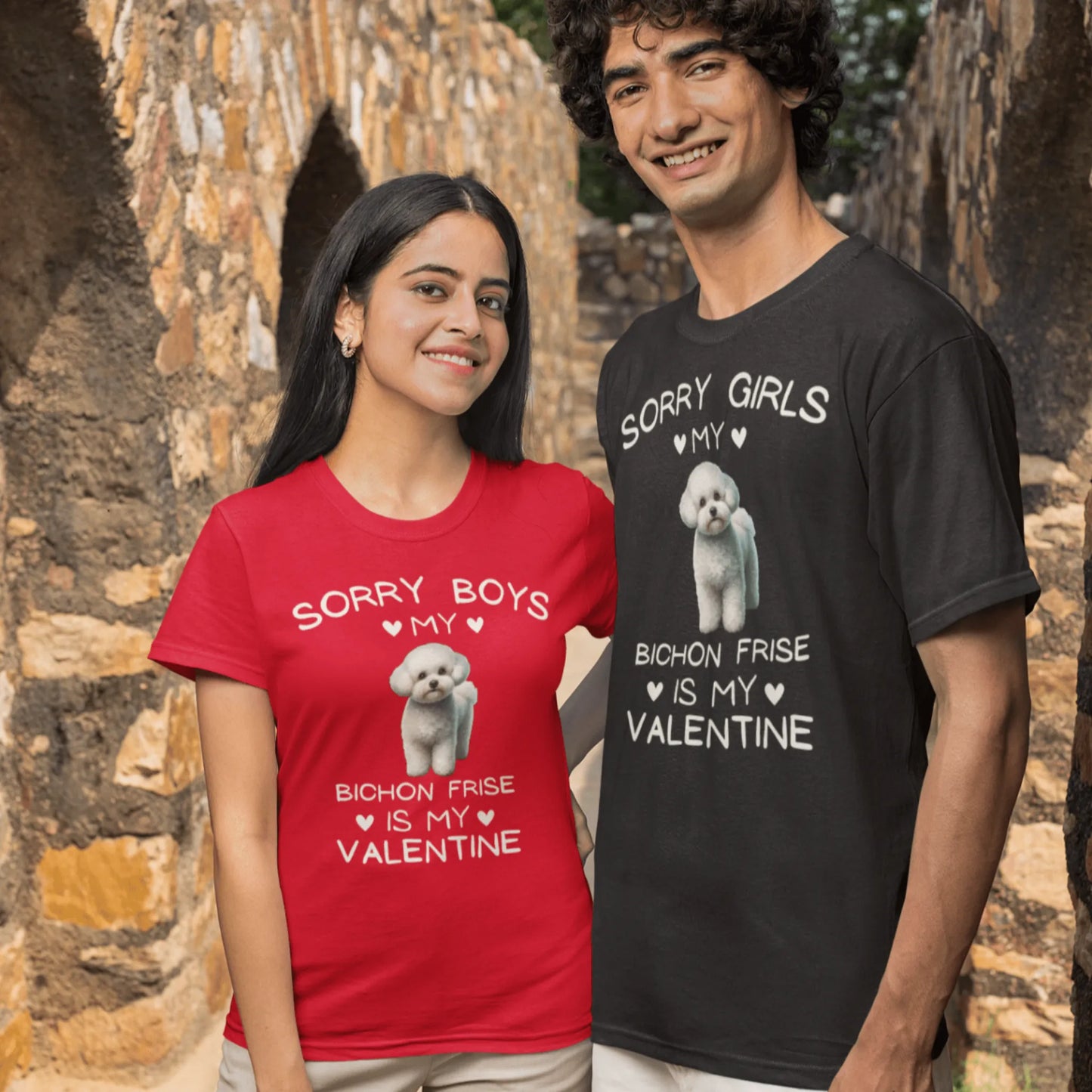 "Sorry Girls My Bichon Frise Is My Valentine "--Unisex Bichon Frise T-Shirt for Dog Owners