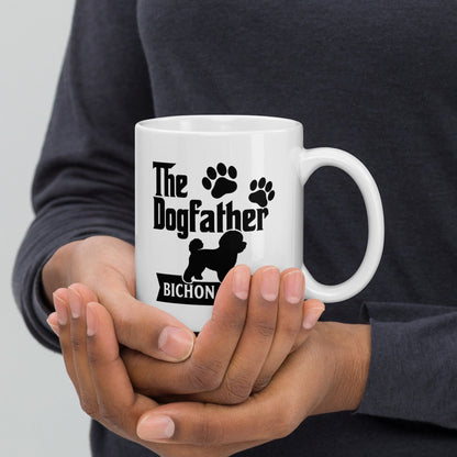 "The Dog Father Bicho Frise" White Glossy Mug (Black Design) - Fun Factory Frise