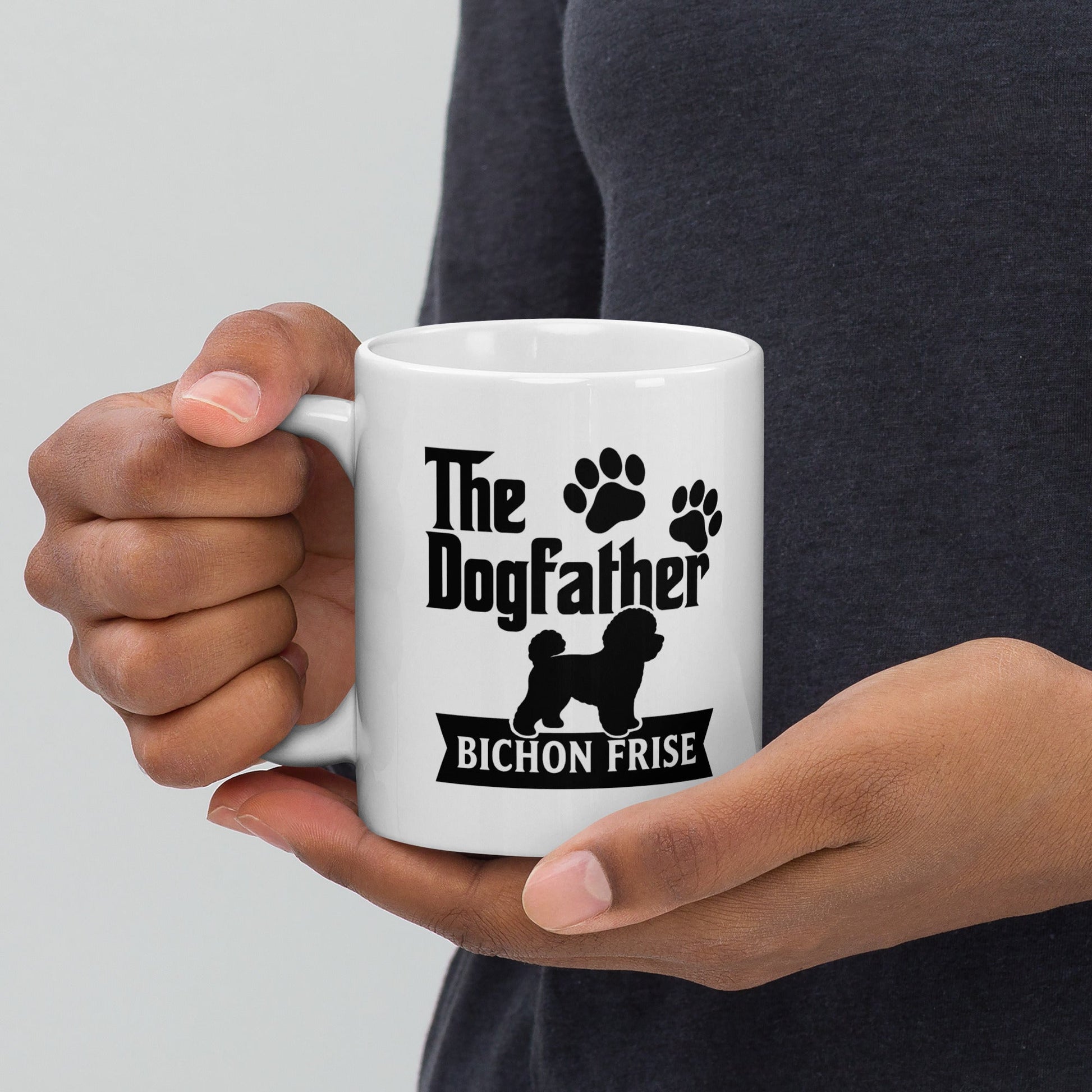 "The Dog Father Bicho Frise" White Glossy Mug (Black Design) - Fun Factory Frise