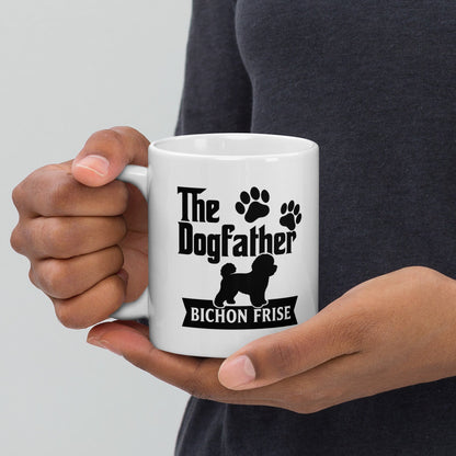"The Dog Father Bicho Frise" White Glossy Mug (Black Design) - Fun Factory Frise