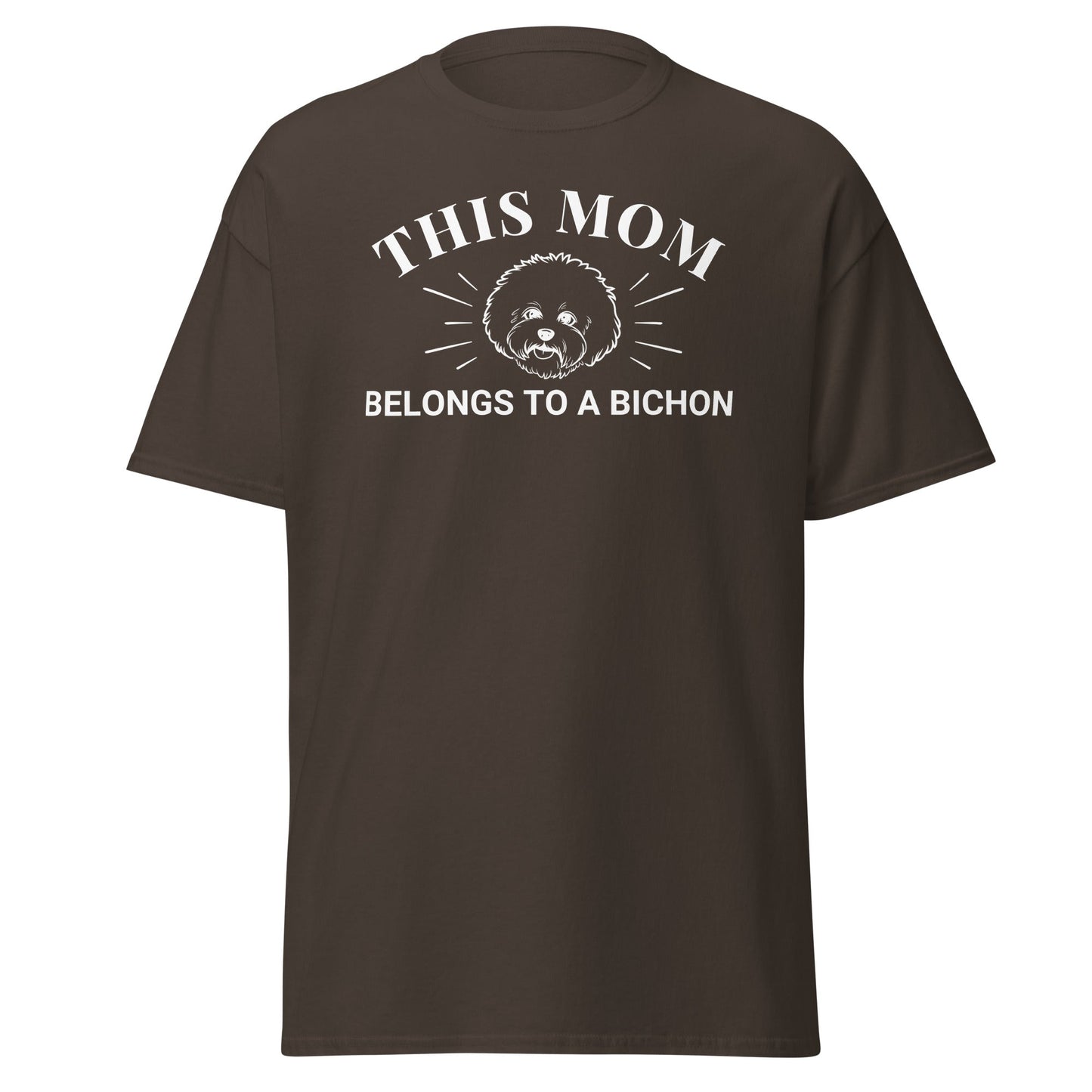 "This Mom Belongs to a Bichon"- Unisex Bichon Frise T-Shirt for Dog Owners