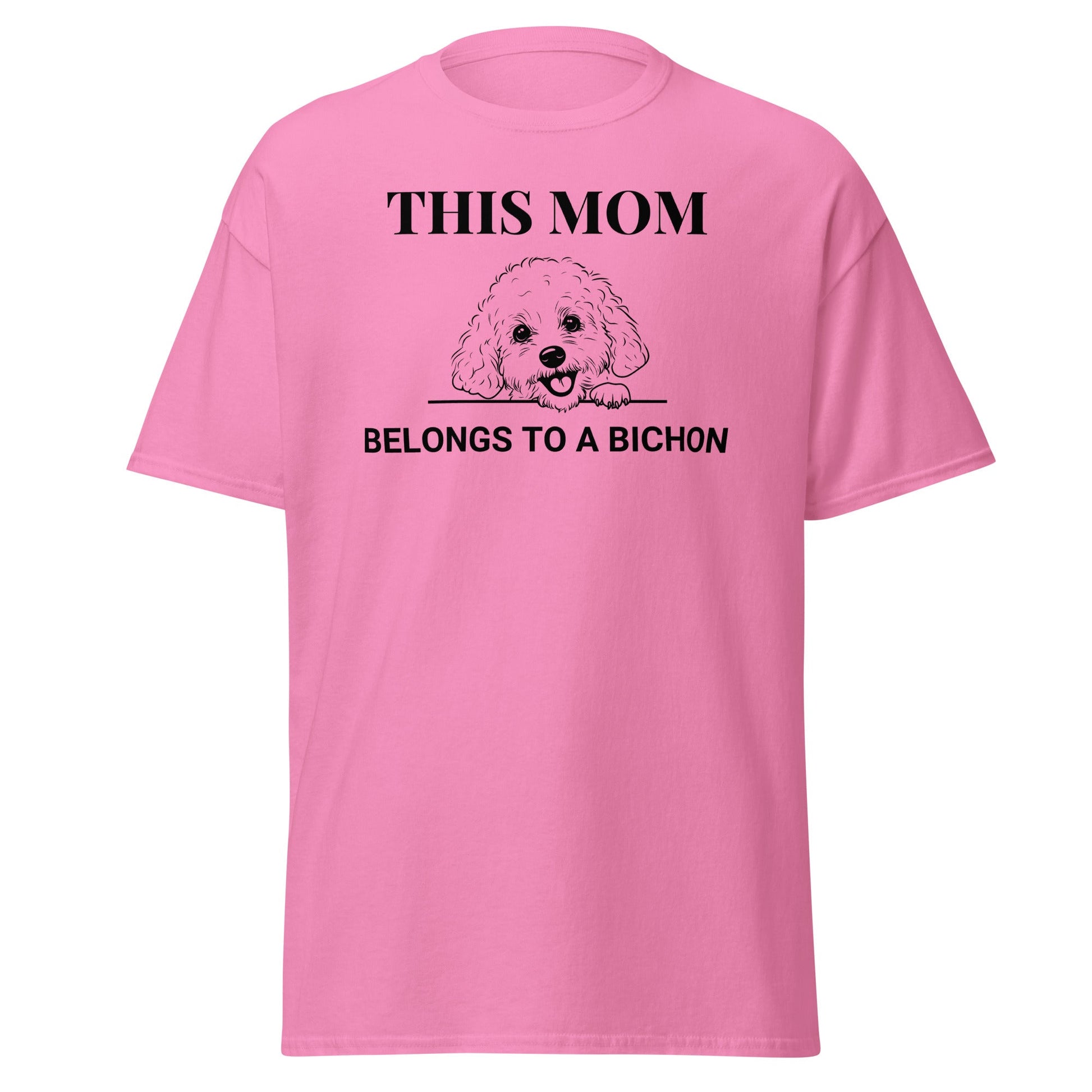 "This Mom Belongs to a Bichon"- Unisex Bichon Frise T-Shirt for Dog Owners