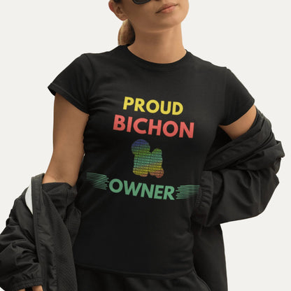"Colorful and funny unisex Bichon Frise dog owner T-shirt – unique graphic tee for proud Bichon Frise lovers and pet parents."