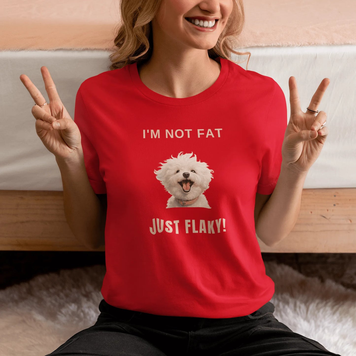"I'm Not Fat, Just Flaky! "-Unisex Bichon Frise T-Shirt for Dog Owners