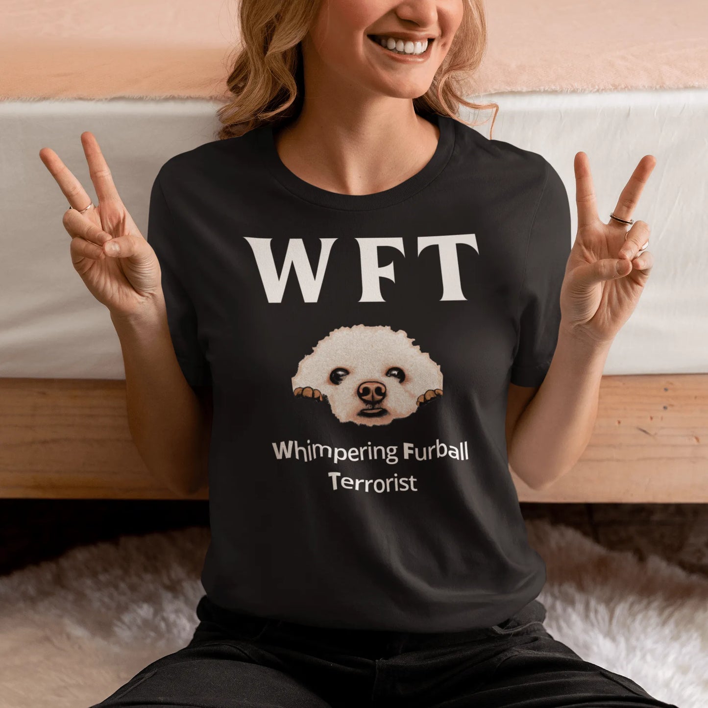 "WFT – Whimpering Furball Terrorist"-Unisex Bichon Frise T-Shirt for Dog Owners