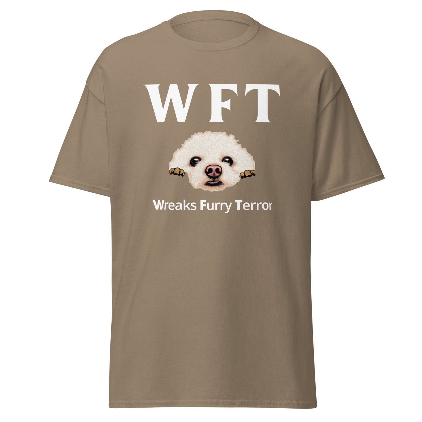 " WFT – Wreaks Furry Terror"-Unisex Bichon Frise T-Shirt for Dog Owners