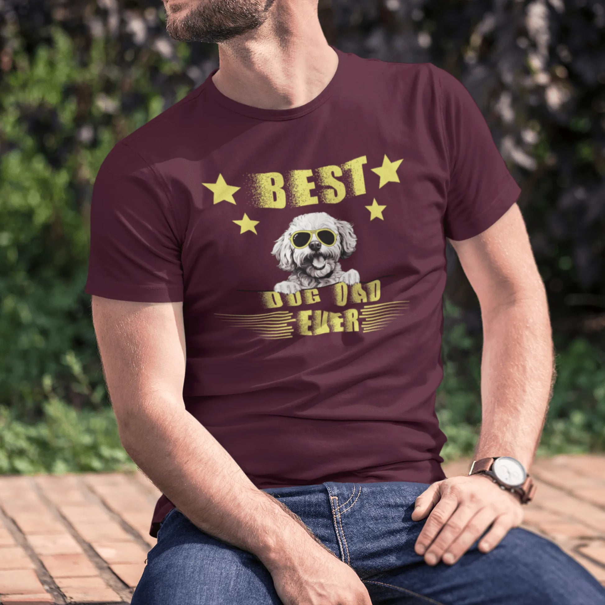 Unisex Bichon Frise T-Shirt for Dog Owners:"Best Dog Dad Ever "