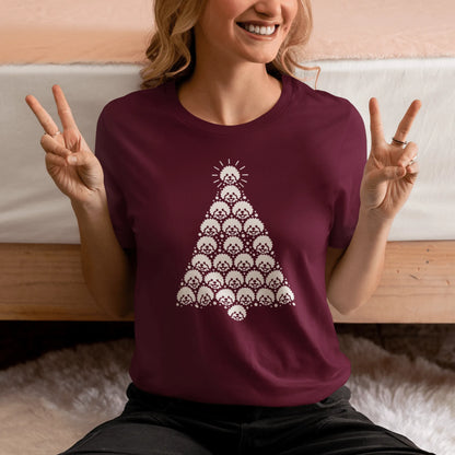 "Funny Bichon Frise Christmas unisex t-shirt with white holiday tree design – perfect gift for dog lovers and Bichon owners"