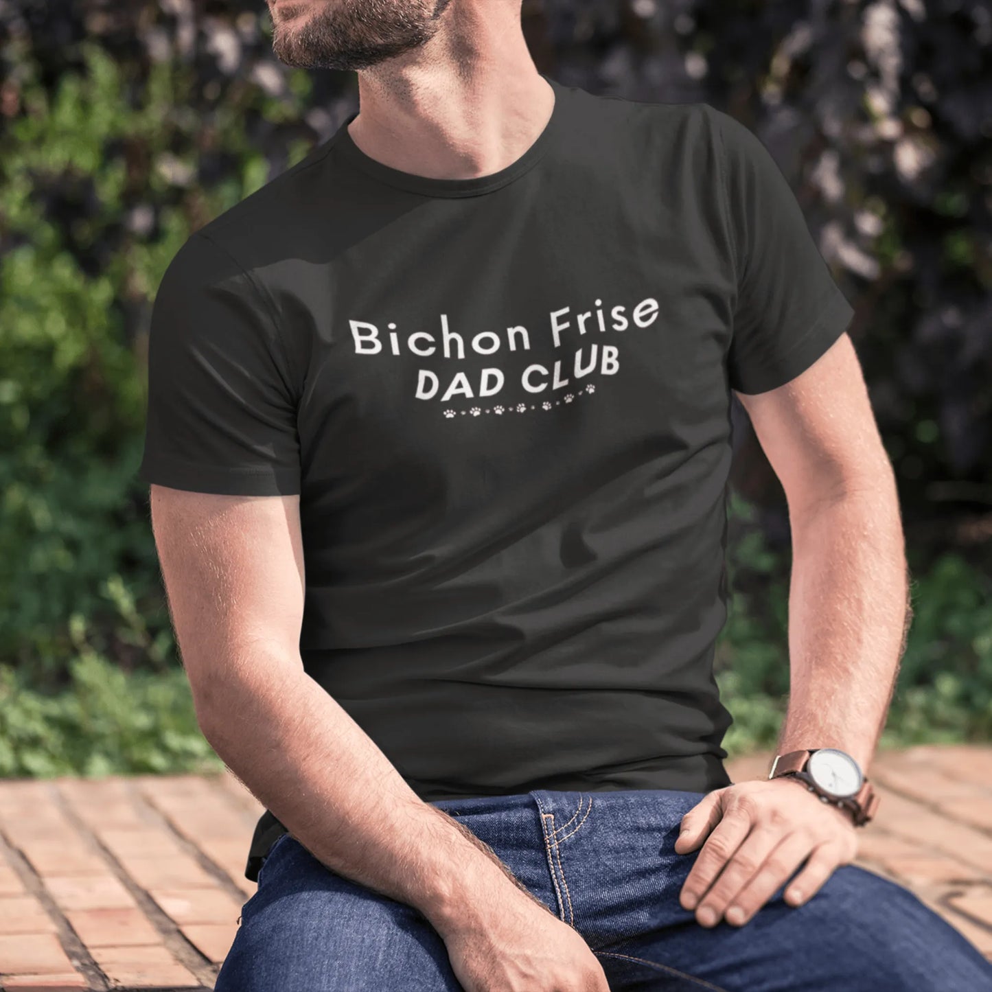 Unisex Bichon Frise T-Shirt for Dog Owners:"Bichon Frise Dad club "