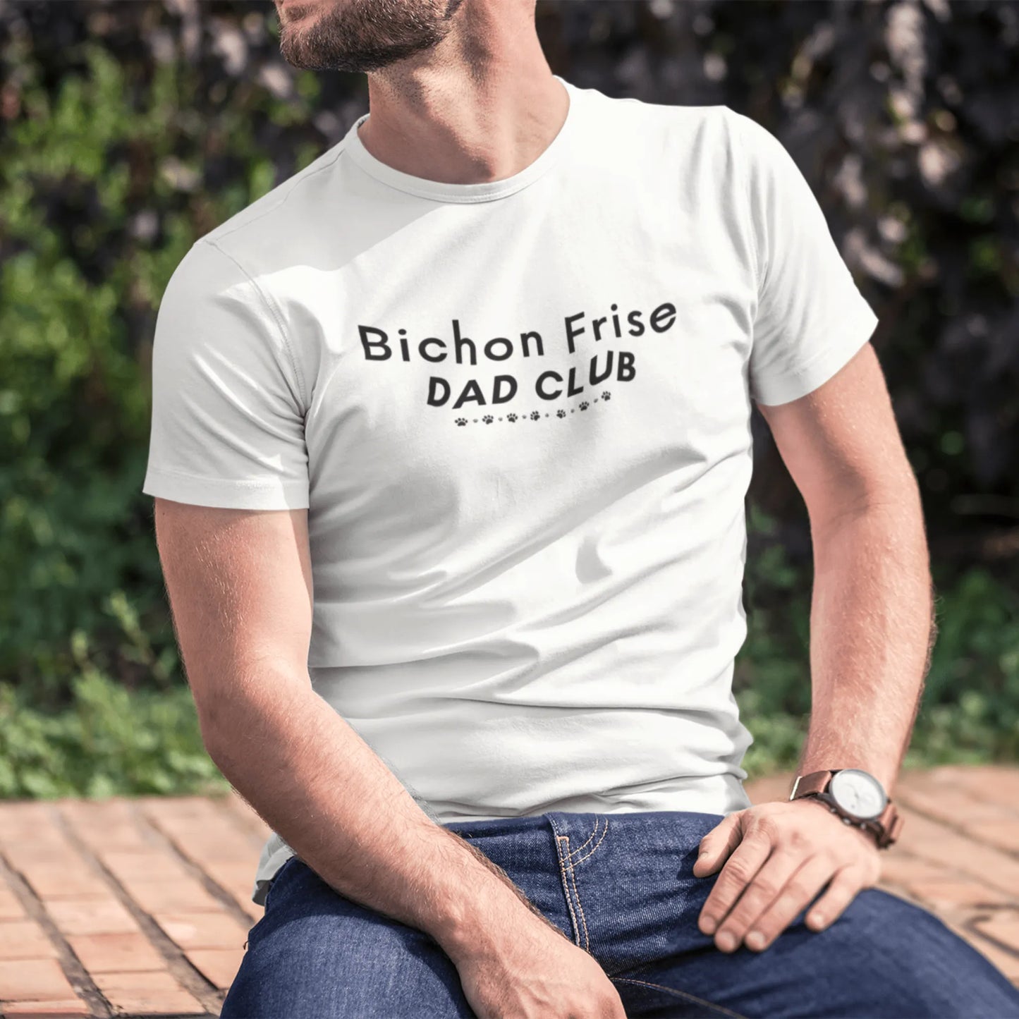 Unisex Bichon Frise T-Shirt for Dog Owners:"Bichon Frise Dad club"