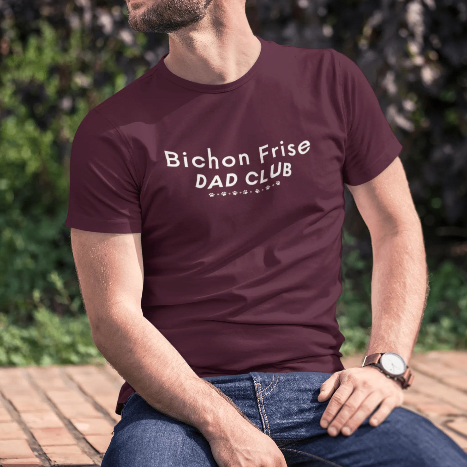 Unisex Bichon Frise T-Shirt for Dog Owners:"Bichon Frise Dad club "