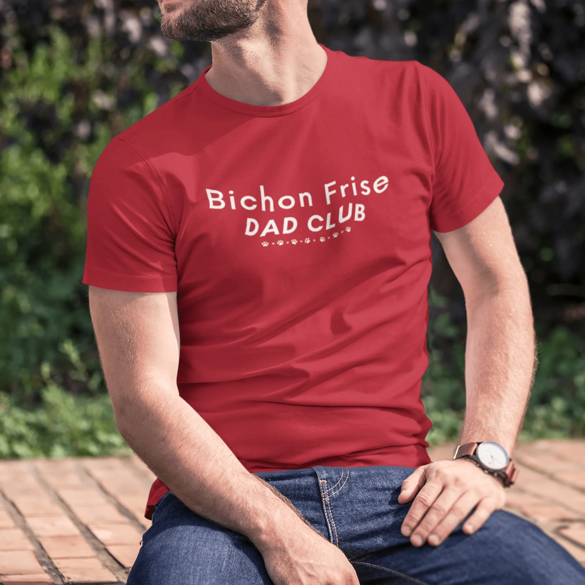 Unisex Bichon Frise T-Shirt for Dog Owners:"Bichon Frise Dad club "