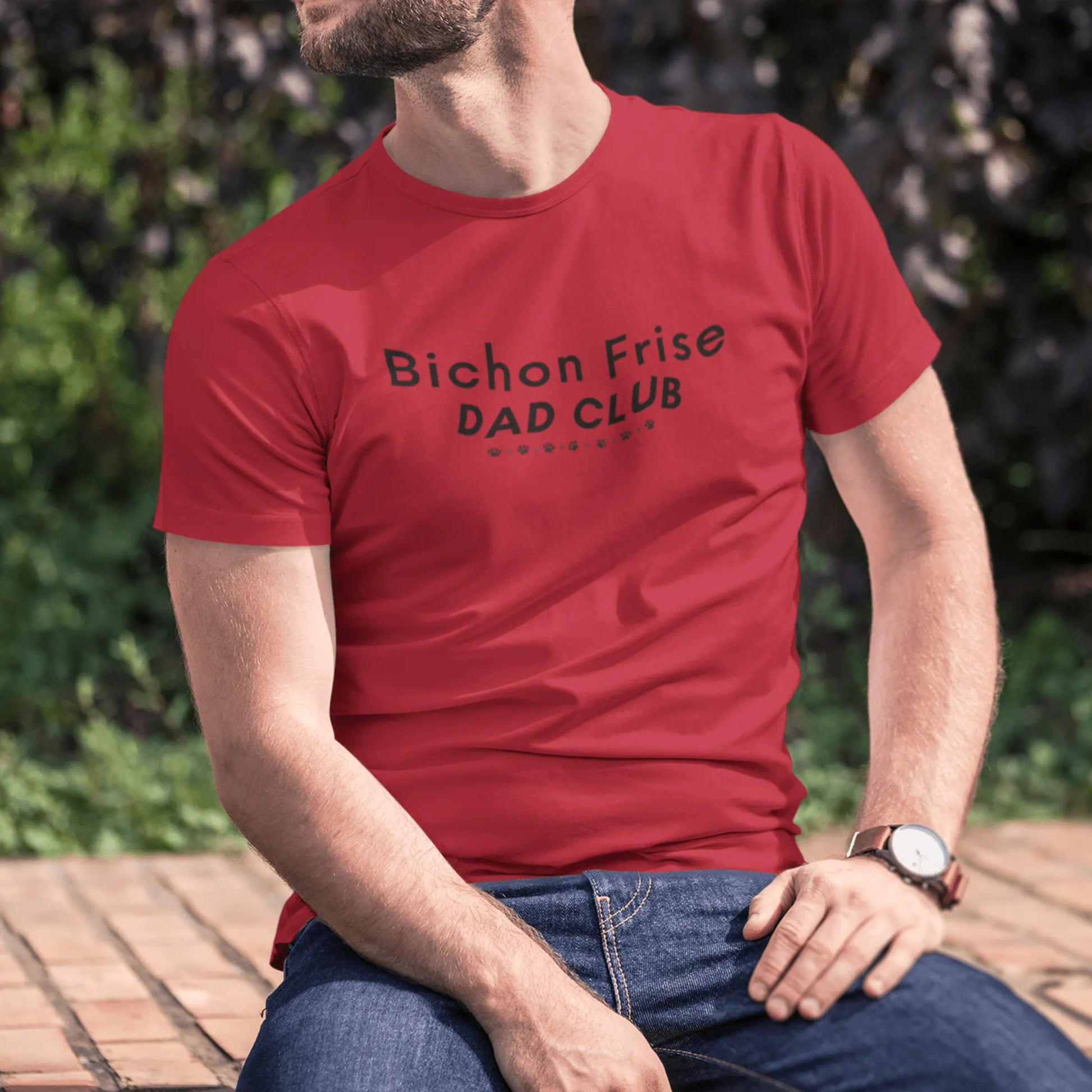 Unisex Bichon Frise T-Shirt for Dog Owners:"Bichon Frise Dad club"