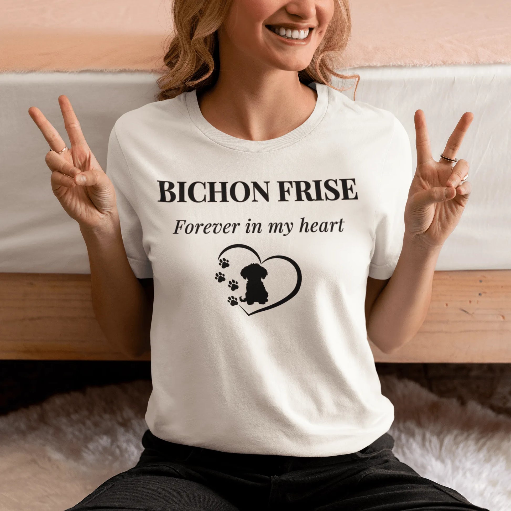 Unisex Bichon Frise T-Shirt for Dog Owners:Bichon Frise Love– "Forever In My Heart "