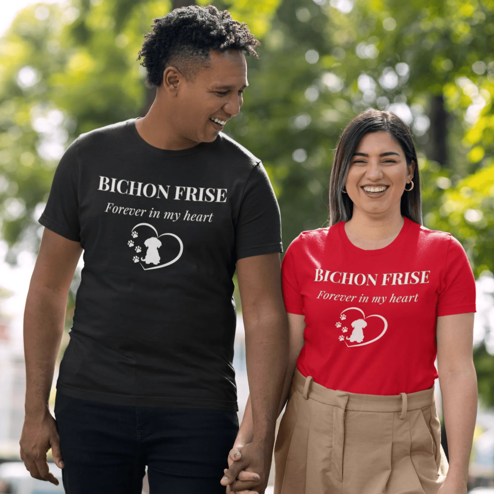 Unisex Bichon Frise T-Shirt for Dog Owners:Bichon Frise Love – "Forever  In My Heart"