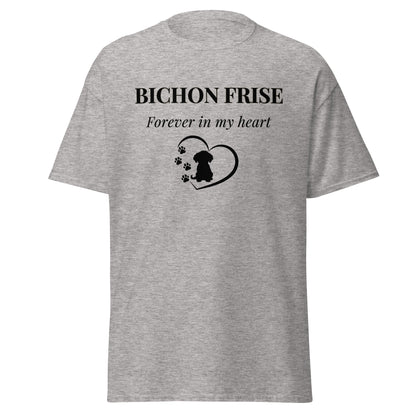 Unisex Bichon Frise T-Shirt for Dog Owners:Bichon Frise Love– "Forever In My Heart "