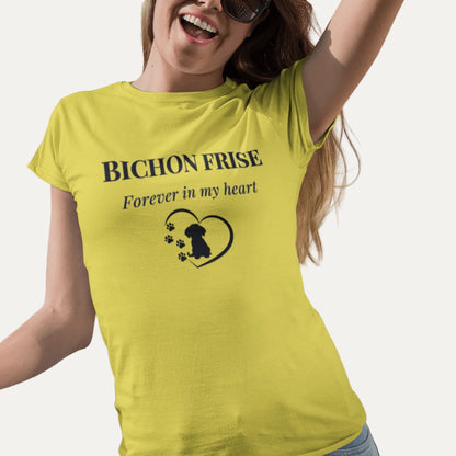 Unisex Bichon Frise T-Shirt for Dog Owners:Bichon Frise Love– "Forever In My Heart "