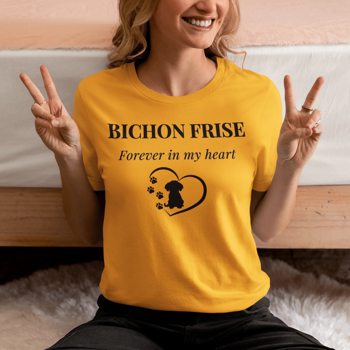Unisex Bichon Frise T-Shirt for Dog Owners:Bichon Frise Love– "Forever In My Heart "