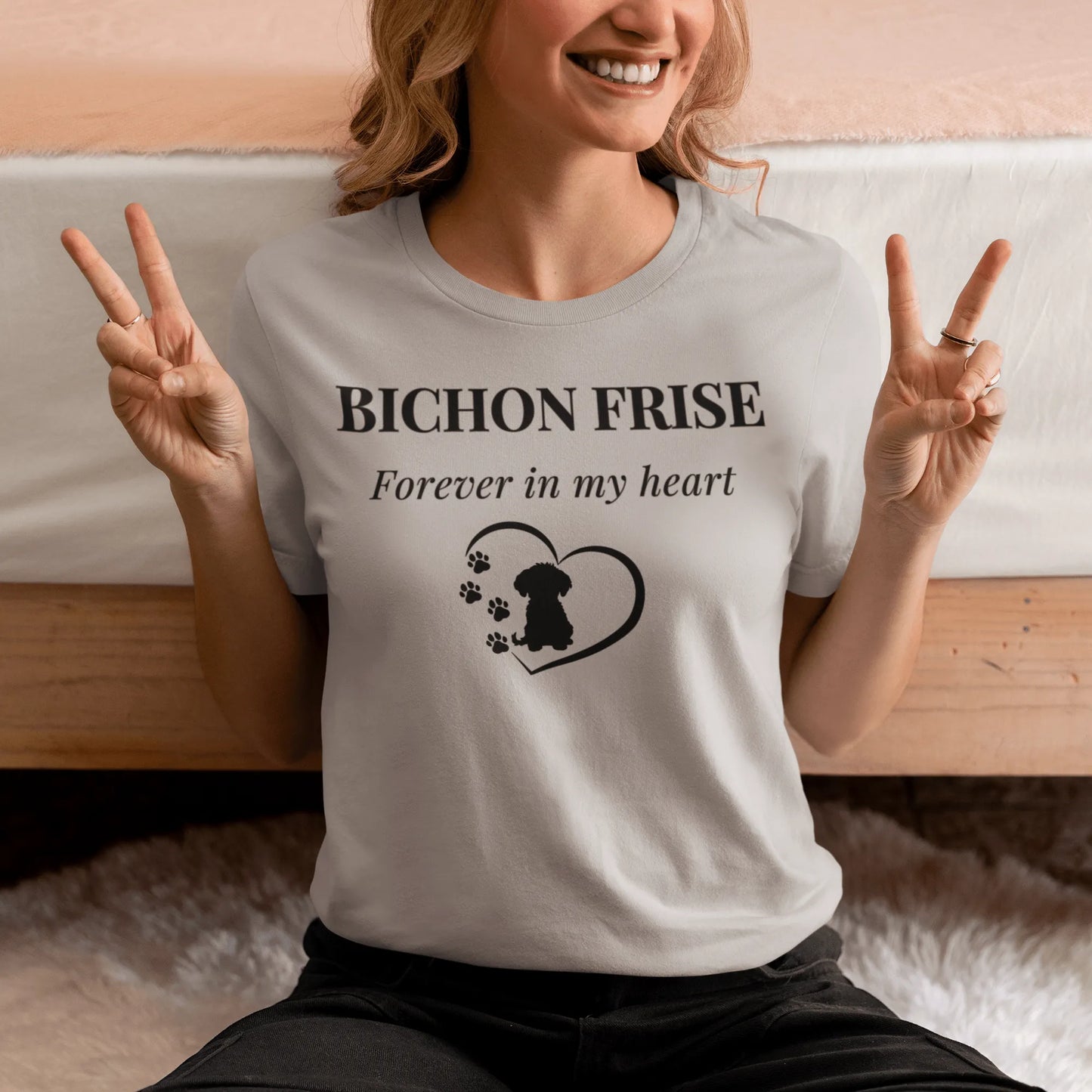 Unisex Bichon Frise T-Shirt for Dog Owners:Bichon Frise Love– "Forever In My Heart "