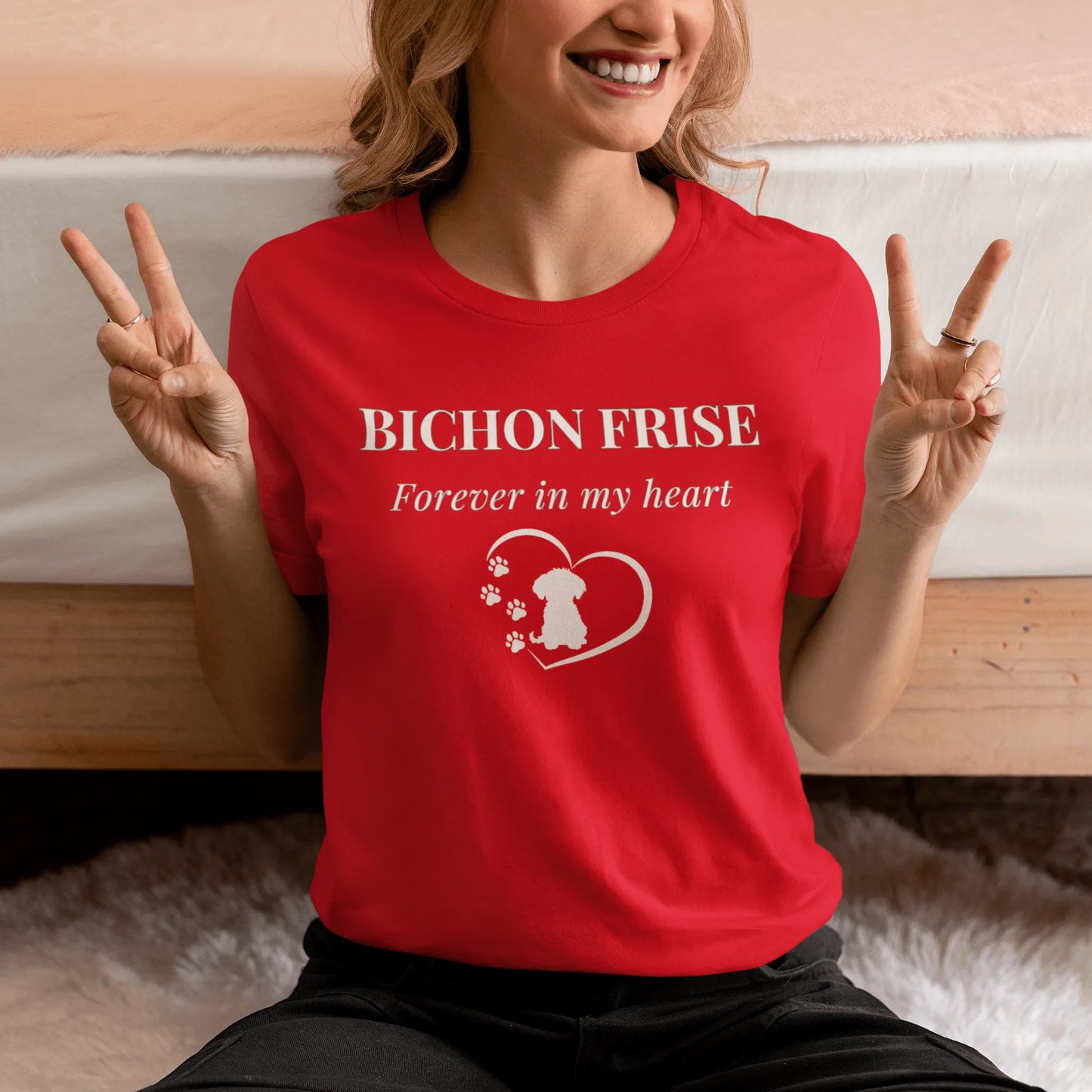 Unisex Bichon Frise T-Shirt for Dog Owners:Bichon Frise Love – "Forever  In My Heart"